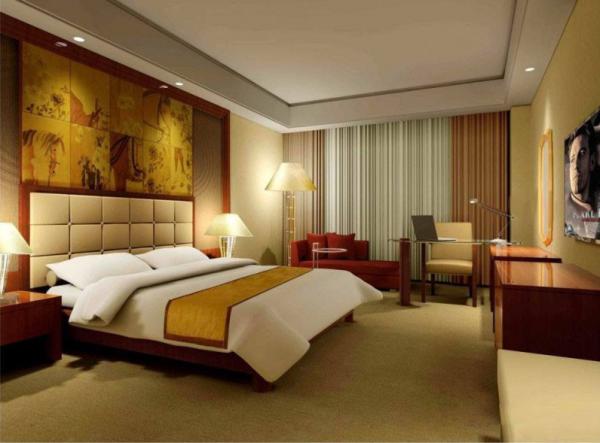 Wood Hotel and Luxury Apartment Furniture,Upholstery Bed,Headboard,Mattress,TV