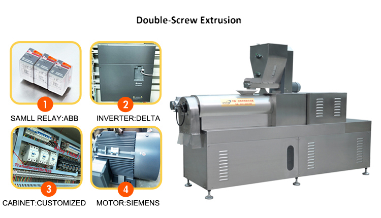 23*3*3m Twin Screw Extruder Puffed Corn Rice Puffing Chips Snacks Food Making Machine