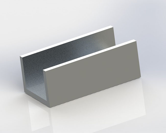 C Channel Aluminum Extrusion Profiles Customized Sizes Powder Coated Surface
