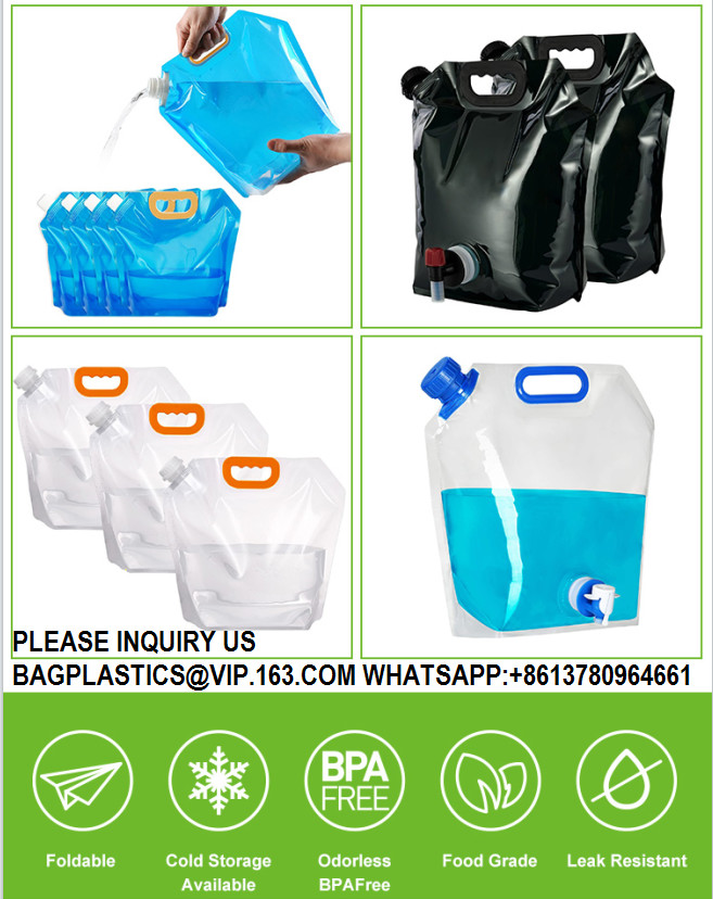Wholesale Portable 5L 10L Water Bag With Dispenser Valve Stand Up Plastic Spout Pouch Camping Outdoor Water Bag