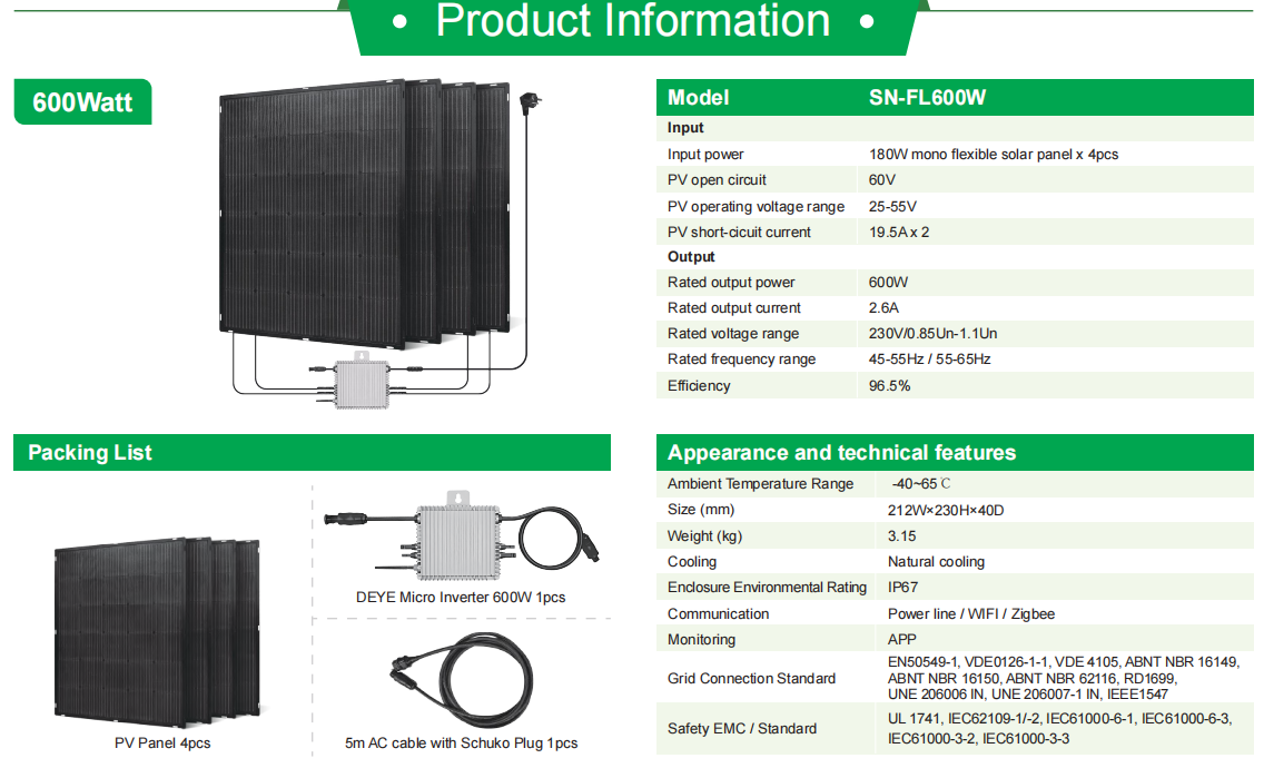 Plug Play Portable Balcony Solar System Monocrystalline Silicon Type
