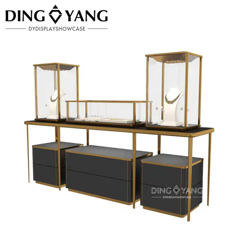 Modern Fashion Glass Exhibition Jewellery Showcase Jewellery Counter With Led Lights