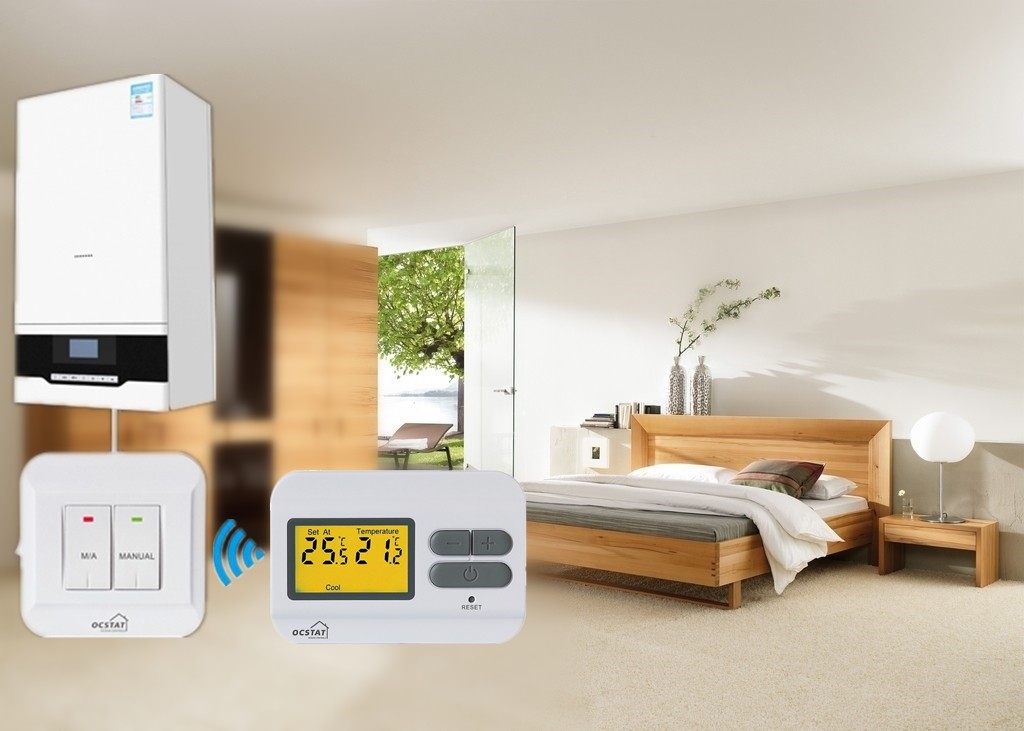 NTC Sensor Omron Relay Wireless RF Gas Boiler Thermostat