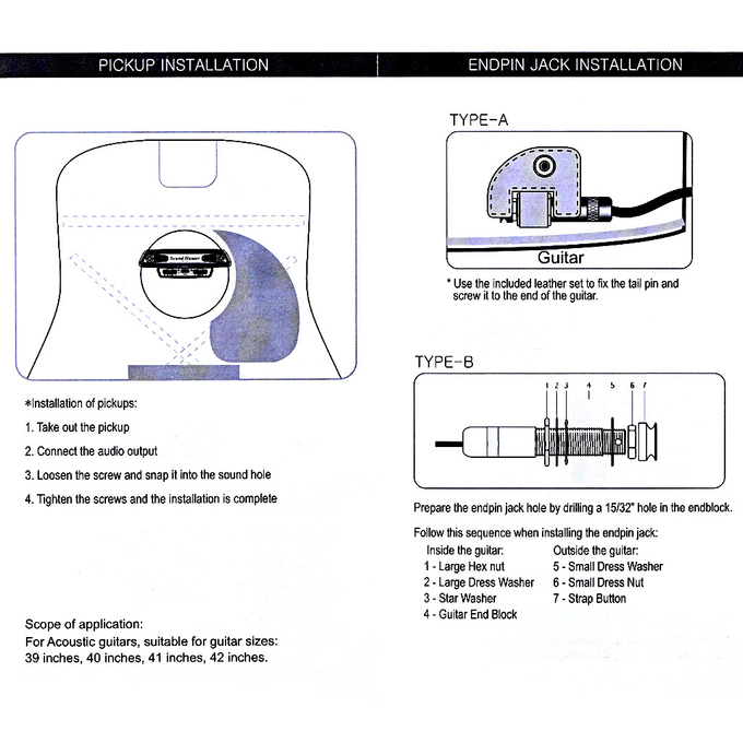 Active Sound Hole Guitar Pickup with Mic Humbucker Acoustic Folk Guitar Volume Control Sound Hunter AC-3G