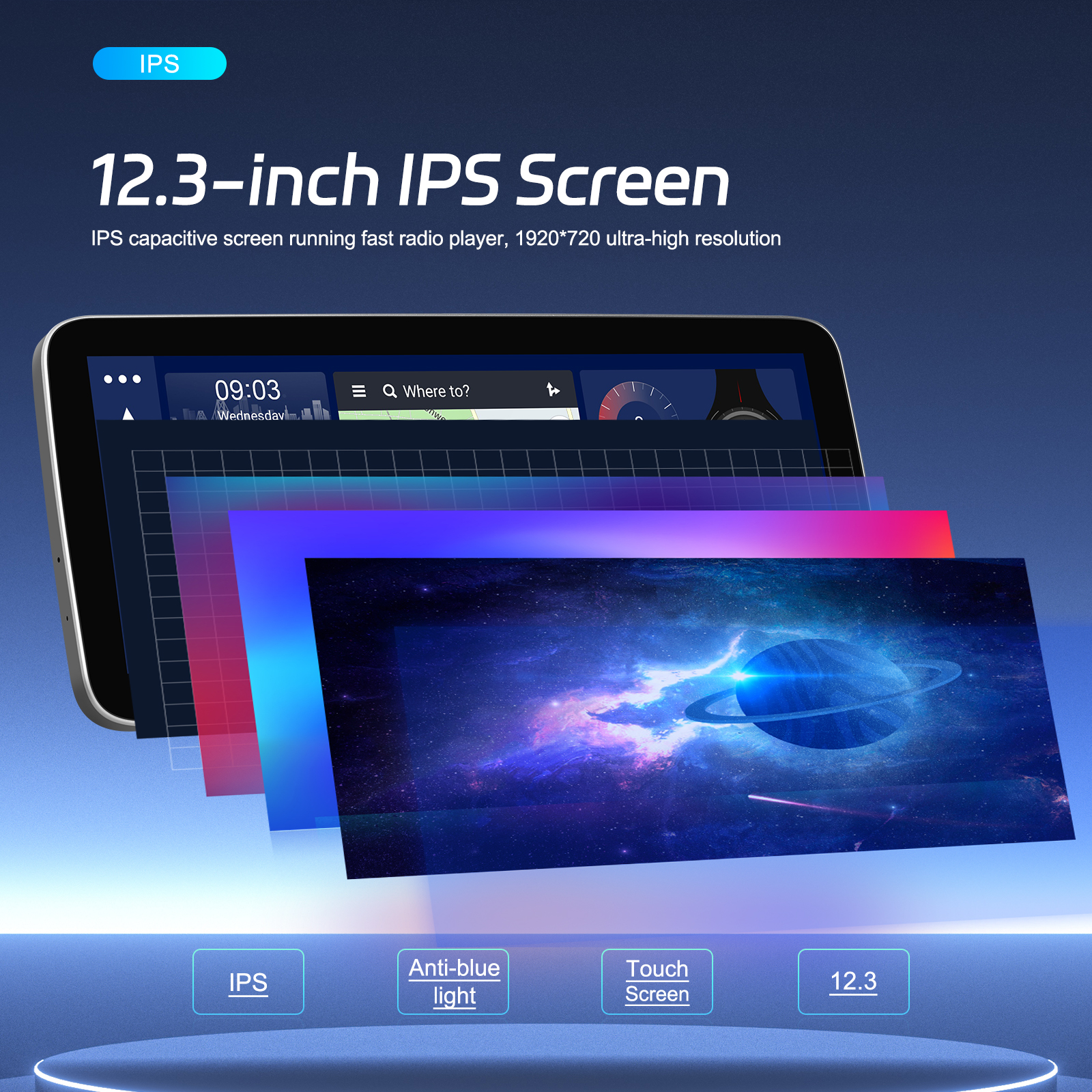 12.3 inch Android 11 4 64GB 4g Car Stereo Navigation GPS Car DVD Radio for Dashboard