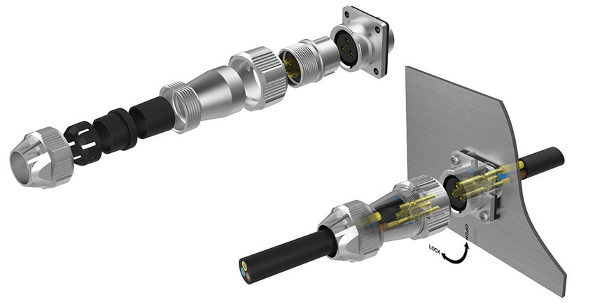 Reliable and flexiable 9 pin waterproof sealed bulkhead electrical bayonet power connectors