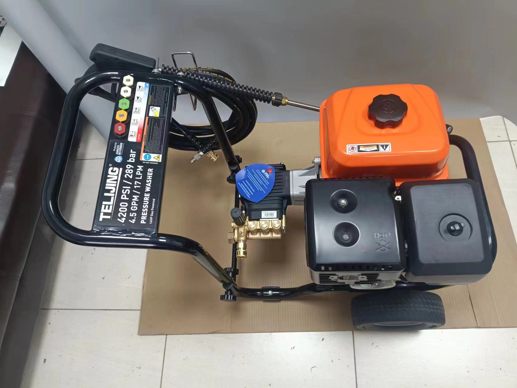 Portable 3800PSI/262Bar Gasoline High Pressure Washer 190F 420cc for Cold Water Cleaning