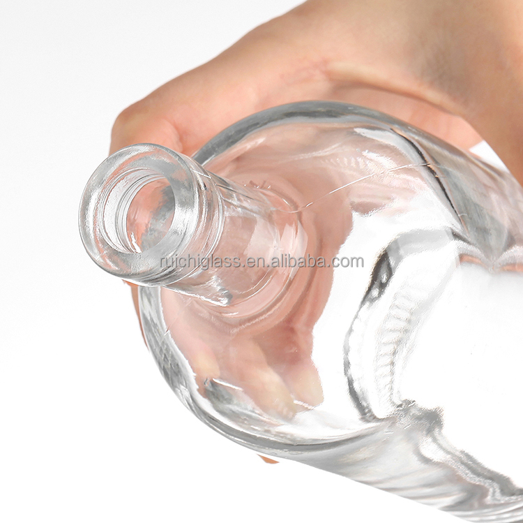 Customize Sealing Clear Glass Bottles for Vodka Whisky Hot Stamping and Cork Included