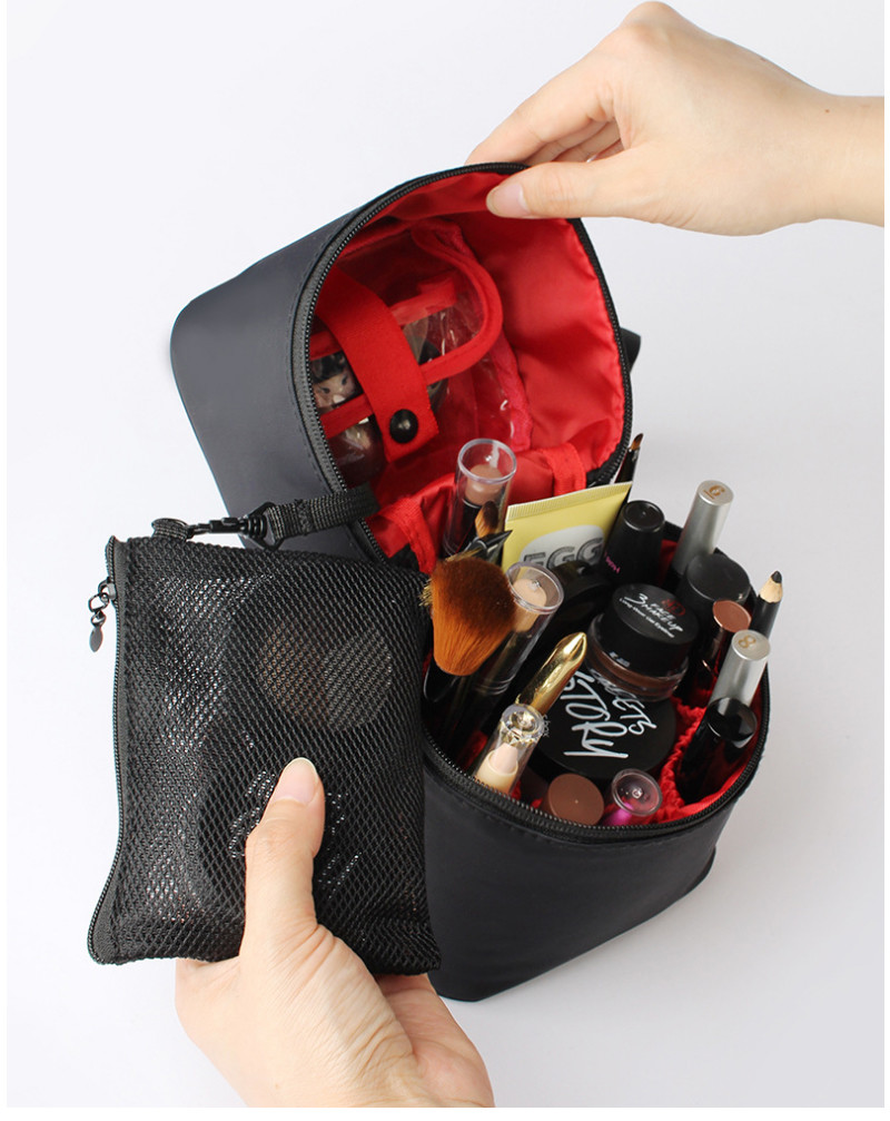 Professional Custom Pure Color Black Ladies Toiletry Bag Case