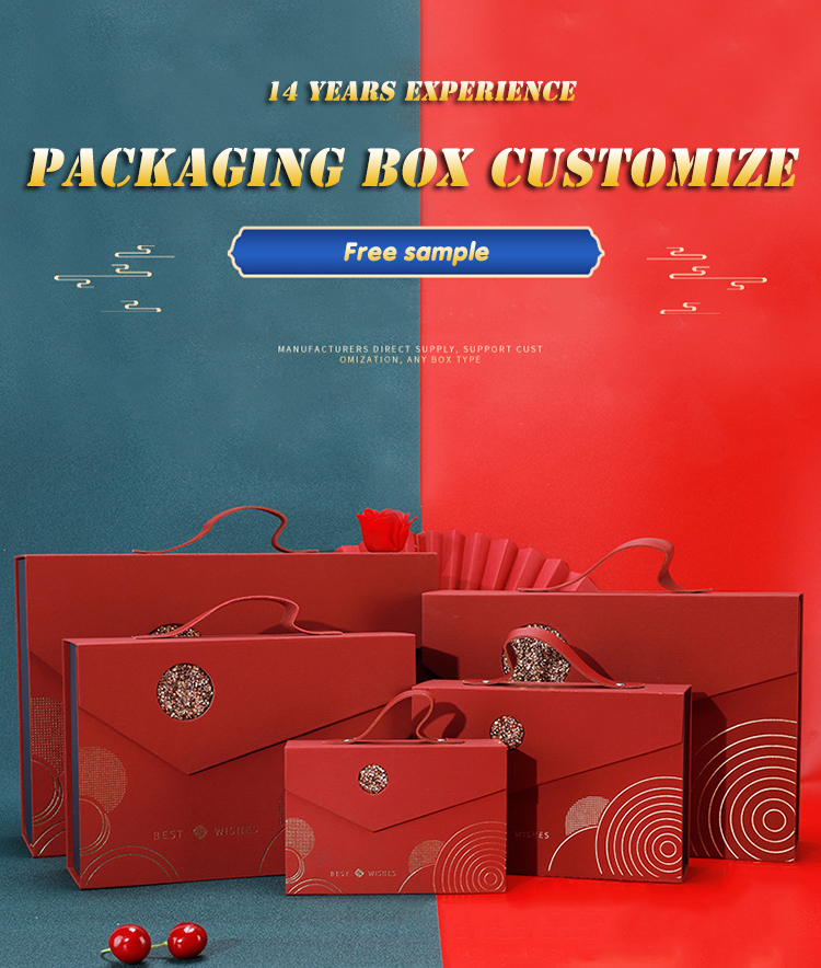Cardboard Paper Wedding Gift Box Packaging With Magnetic Folding With PU Handle