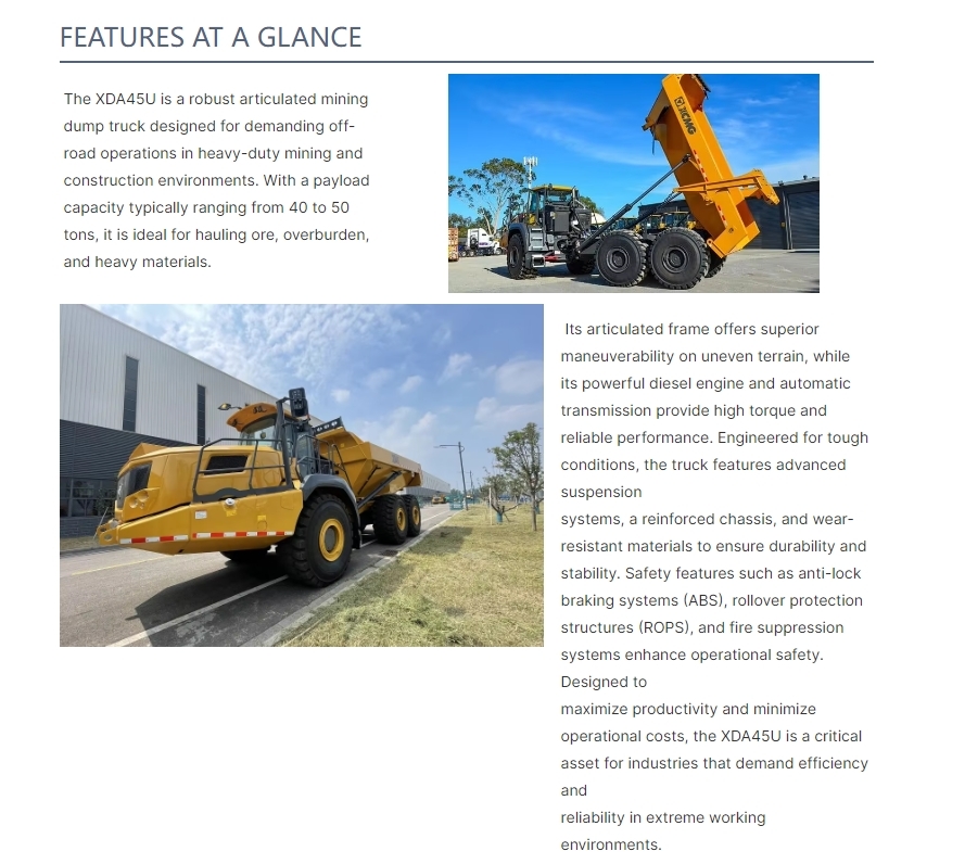 XDA45U ARTICULATED MINING DUMP TRUCK FOR MINING