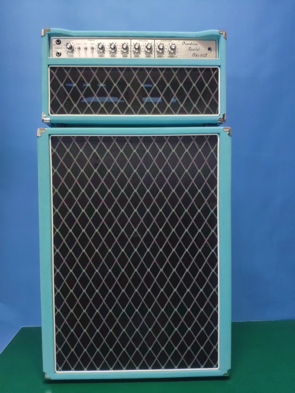 Custom Grand Amp ODS 50 Dumble Clone 212 V30 Cabinet Suede Blue 2 x 6L6GT JJ tubes Preamp 3 x 12AX7