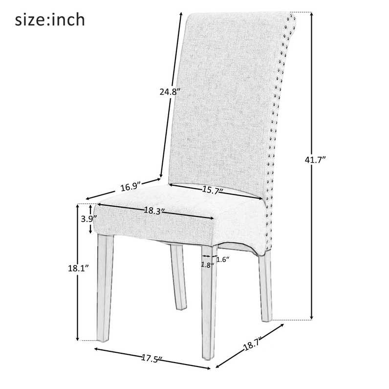 Nailed Trim High Back Floral Dining Chair Sets 300lb 41.7 Inch High
