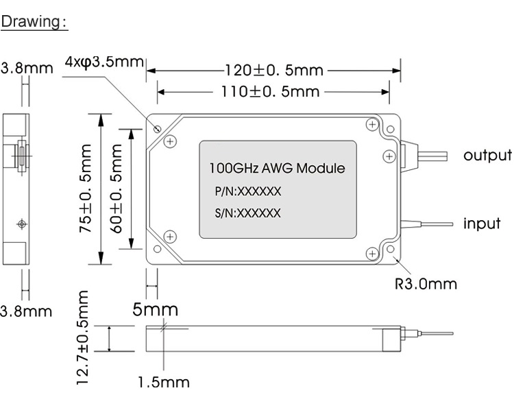 40CH 100GHz WDM Wavelength Division Multiplexing Athermal AWG Module