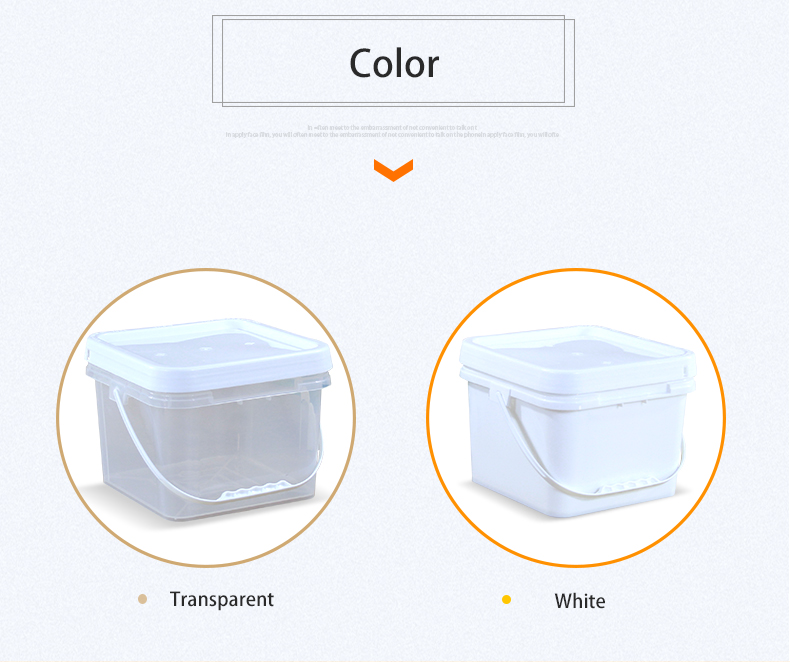 Customized Printing Injection Moulding Square Plastic Bucket With Lid White Logo Design