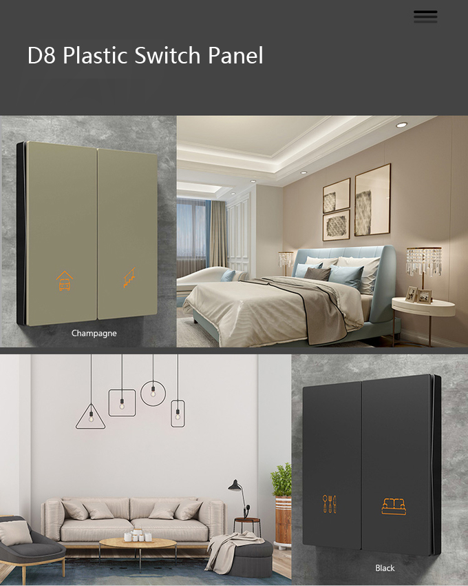 UK Square Box 2 Gang 12 Voltage RS485 Light Switch 86mmx86mm