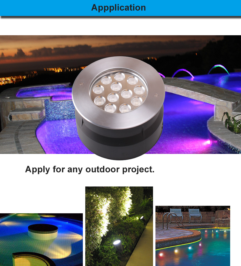 Stainless Steel IP68 Waterproof 12v RGB Underwater Submersible Led Light for Pool