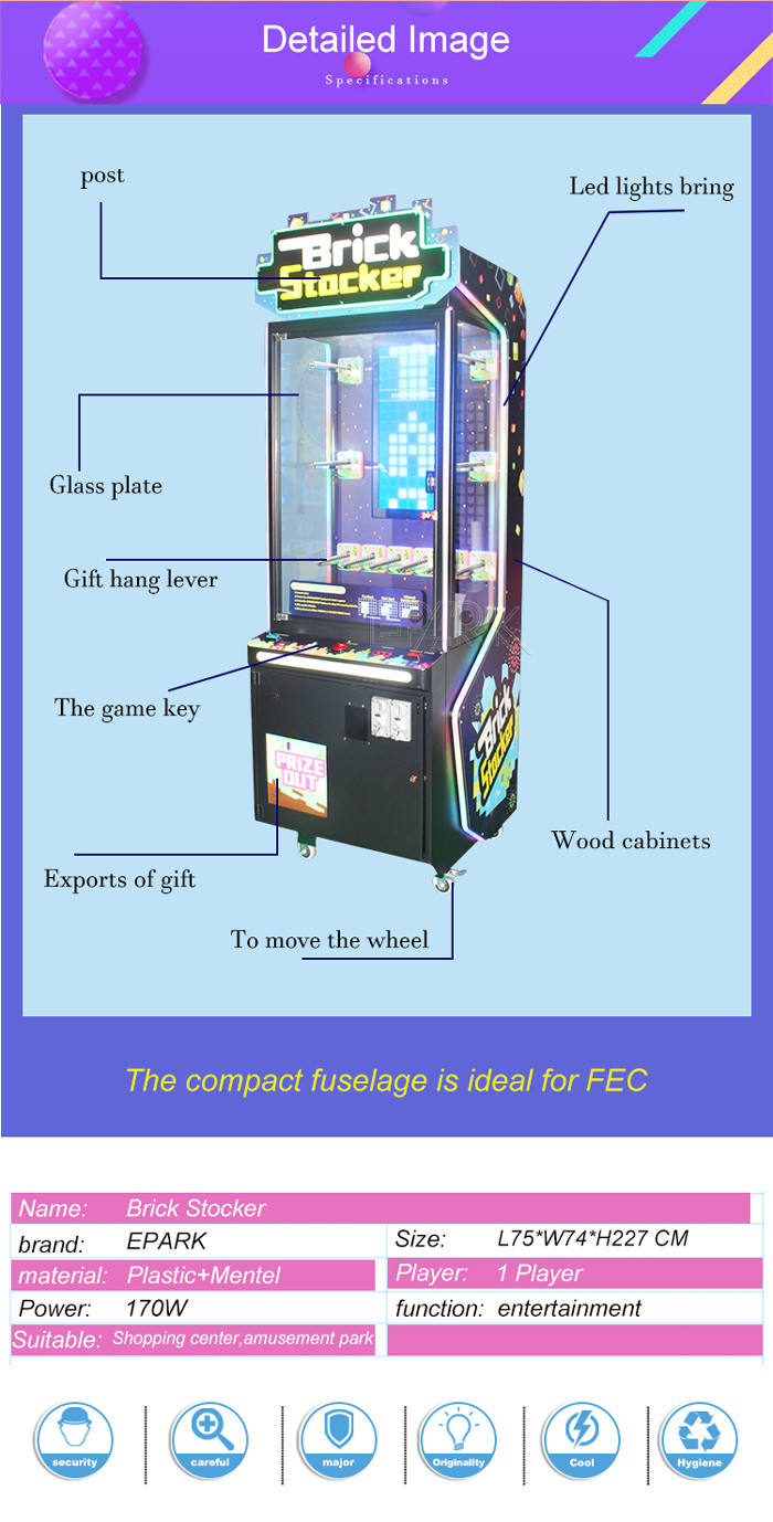 School Skill Gift Vending Machine Coin Pusher Sliding Blocks Games