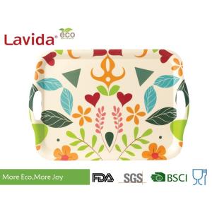 China BSCI Audi Factory Bamboo Fiber Tray with side handles Bread Coffee Serving Tray Fruit Tray with food grade prints on sale