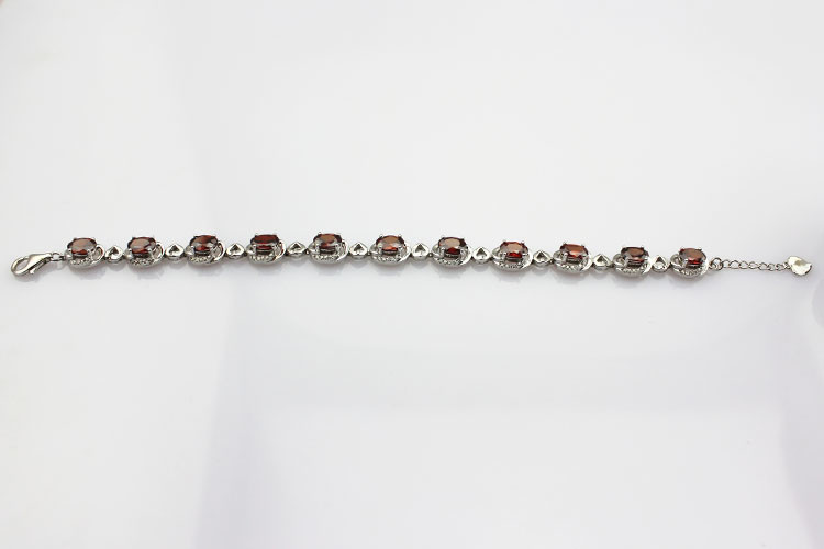 Sterling Silver 5x7mm Oval Amethyst Cubic Zircon Tennis Bracelet(B06PURPLE)