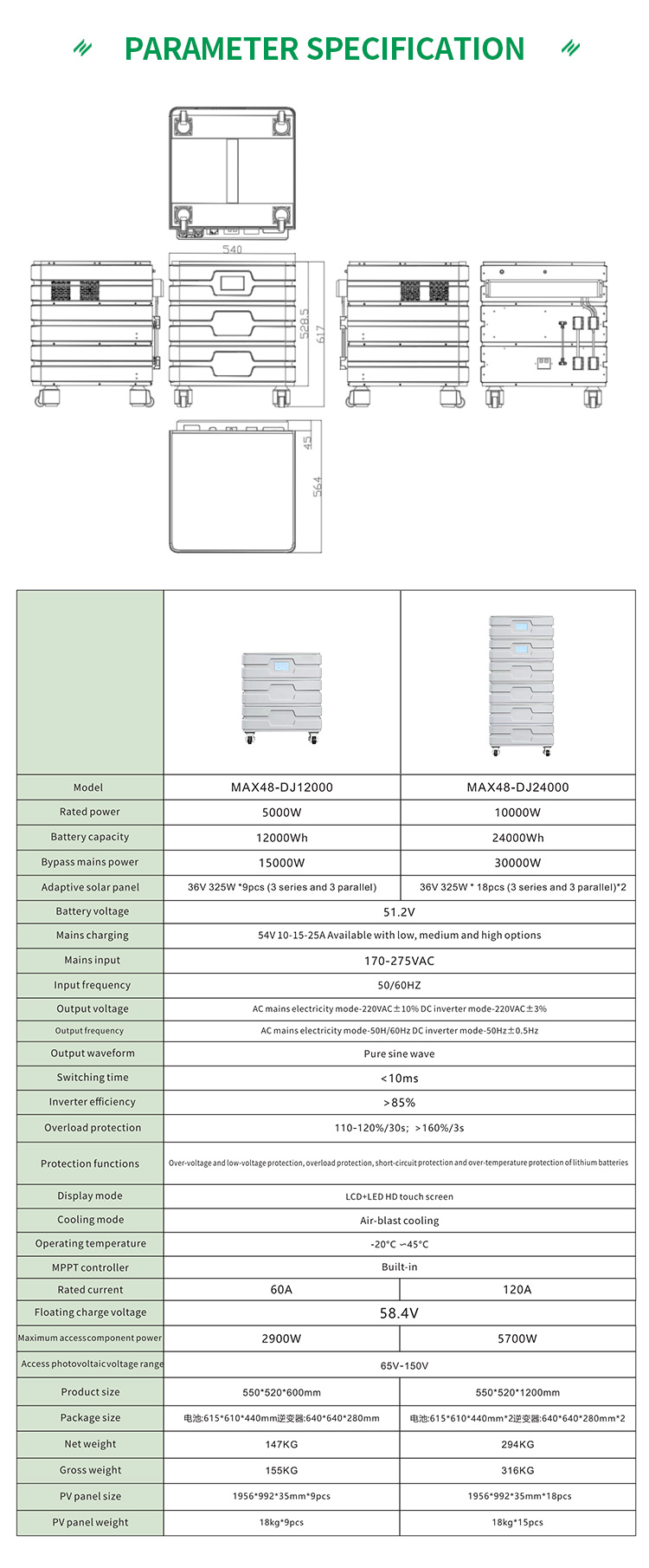 EU Warehouse Max48-5K-P Hybrid 5kw Solar Inverter Stacker Type For Home