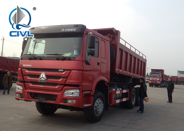 Red 336hp 371hp 6x4 Tipping Dumper For Transport , 10 Wheeler Tipper Dump Truck