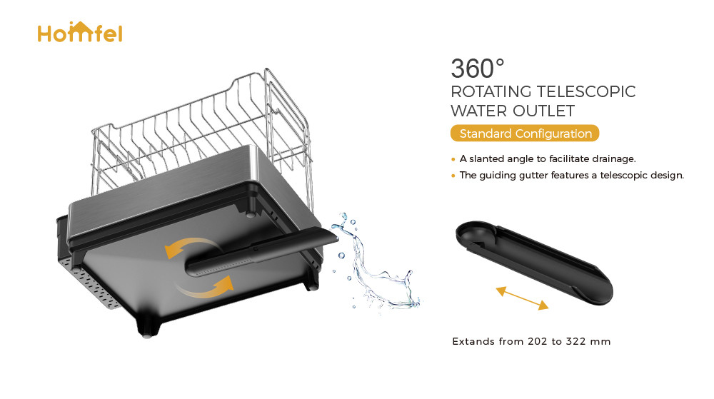 2 Tiers Rectangle Stainless Steel Detachable Dish Rack Premium Kitchen Dish Drainer Board Dish Drying Rack