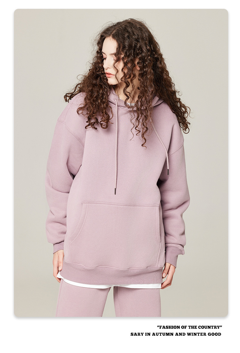 Heavy Embroidered Hooded Sweatshirt Crop 350gsm Heavyweight Cotton French Terry Thick Fleece Hoodie Men
