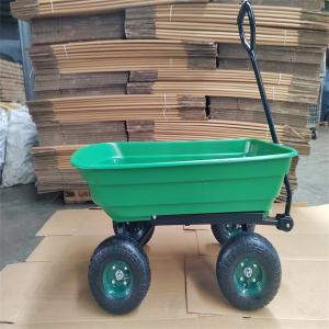  75L 4 Wheel Garden Dump Cart Garden Tipper Cart With Pneumatic Tires Manufactures