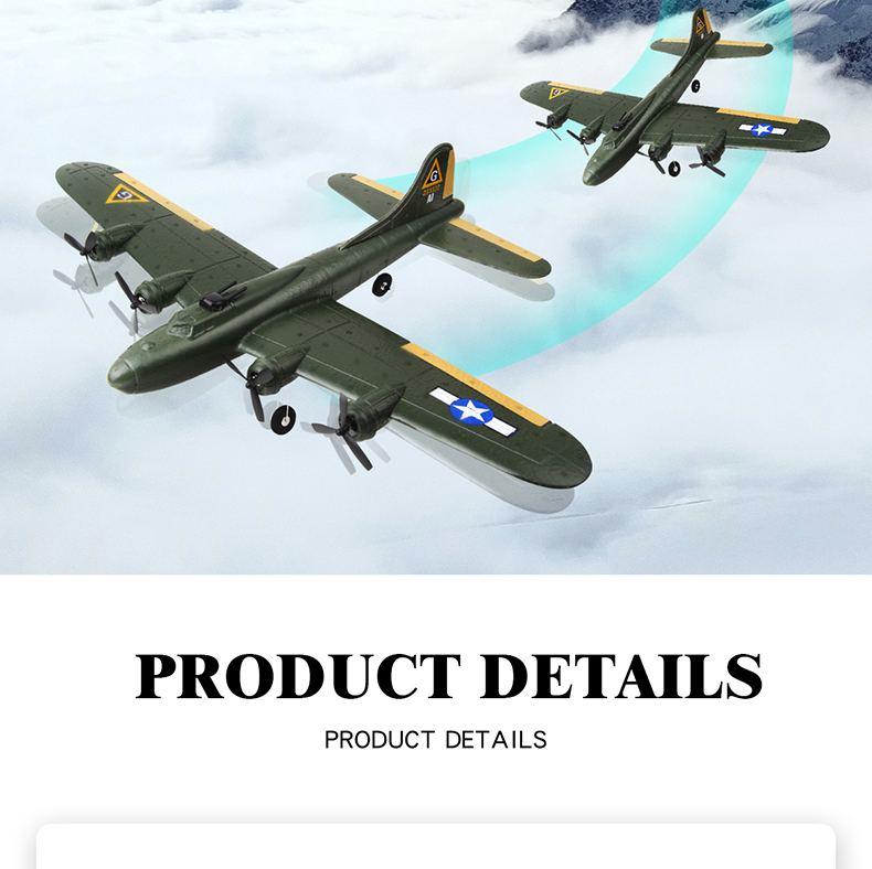 Outdoor Fx817 Rc Plane 2.4ghz 2ch Remote Control Glider Epp Aircraft Toy Electric Fixed Wing B17 Children's Model Christmas Gift