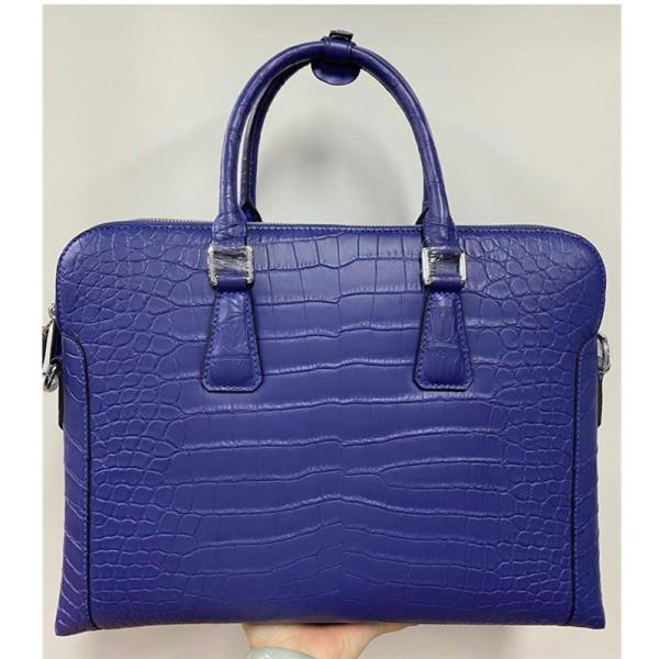 Authentic Crocodile Belly Skin Matt Finished Businessmen Blue Briefcase Genuine