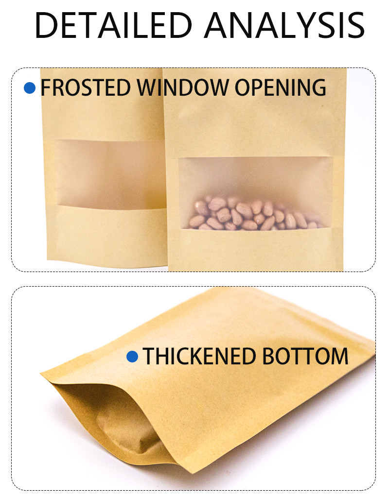 Wholesale Customizable Kraft Paper Stand Up Zipper Pouch Resealable Food Grade Packaging for Coffee Snacks Brown/White, ISO Certified, Samples