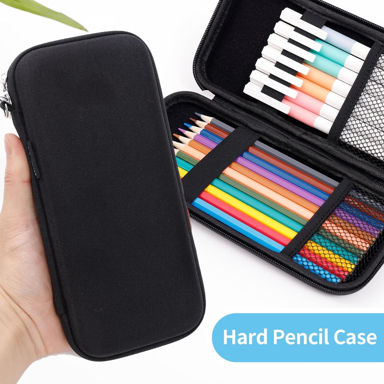 Idream365 Upgraded Hard Pencil Case Box For Adluts,Durable Pen Carrying Case With Zipper-Black