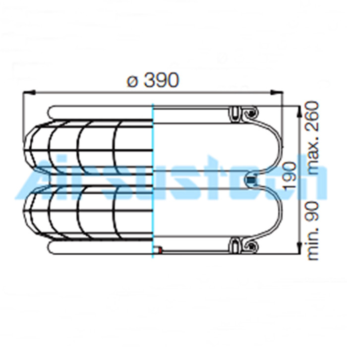 Phoenix Air Suspension Spring SP2B34R G3/4 Air Inlet Convoluted Air Bellow For Pickups