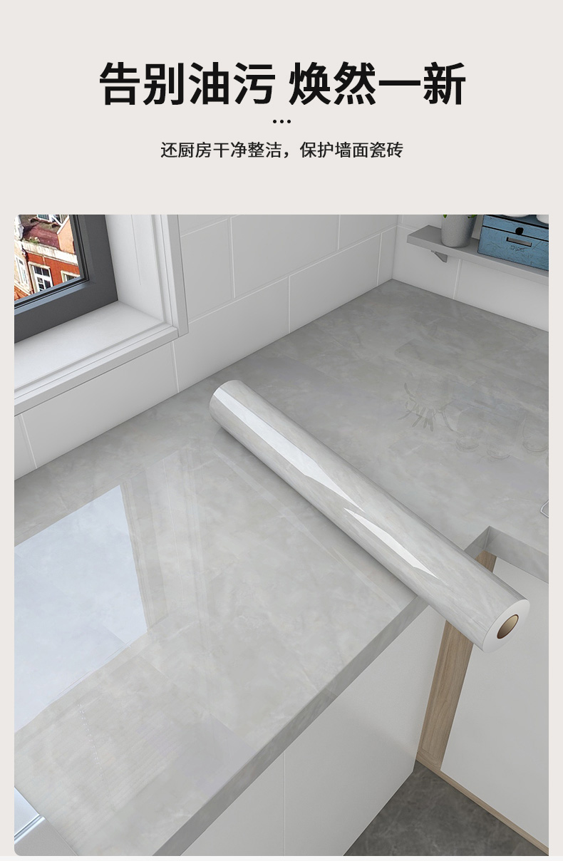 OEM Marble Effect Kitchen Wallpaper Dark Grey Marble Tile Effect Wallpaper