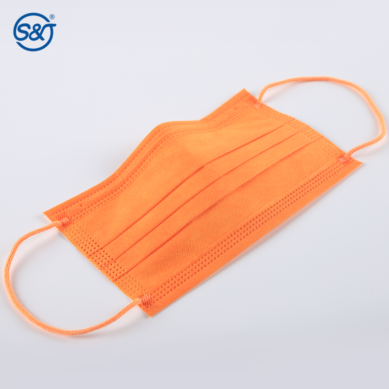 4 Layers Nonwoven Protective Medical Disposable Pure Orange Face Mask Respirator Surgical Ear Loops TYPE IIR/ASTM F2100 LEVEL3