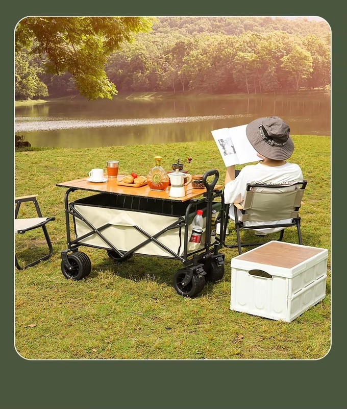 Logistics Machines Foldable Camping Cart with Four-Wheel Structure and Tear-Proof Fabric