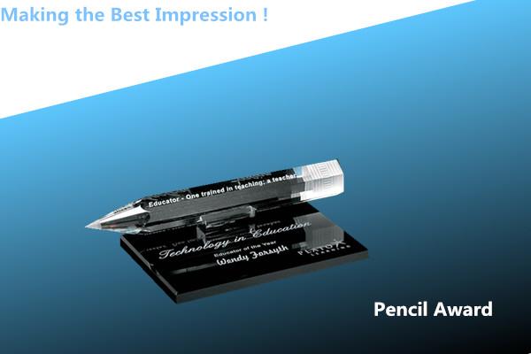 crystal pencil award/acrylic pencil paperweight/crystal nameplate/office