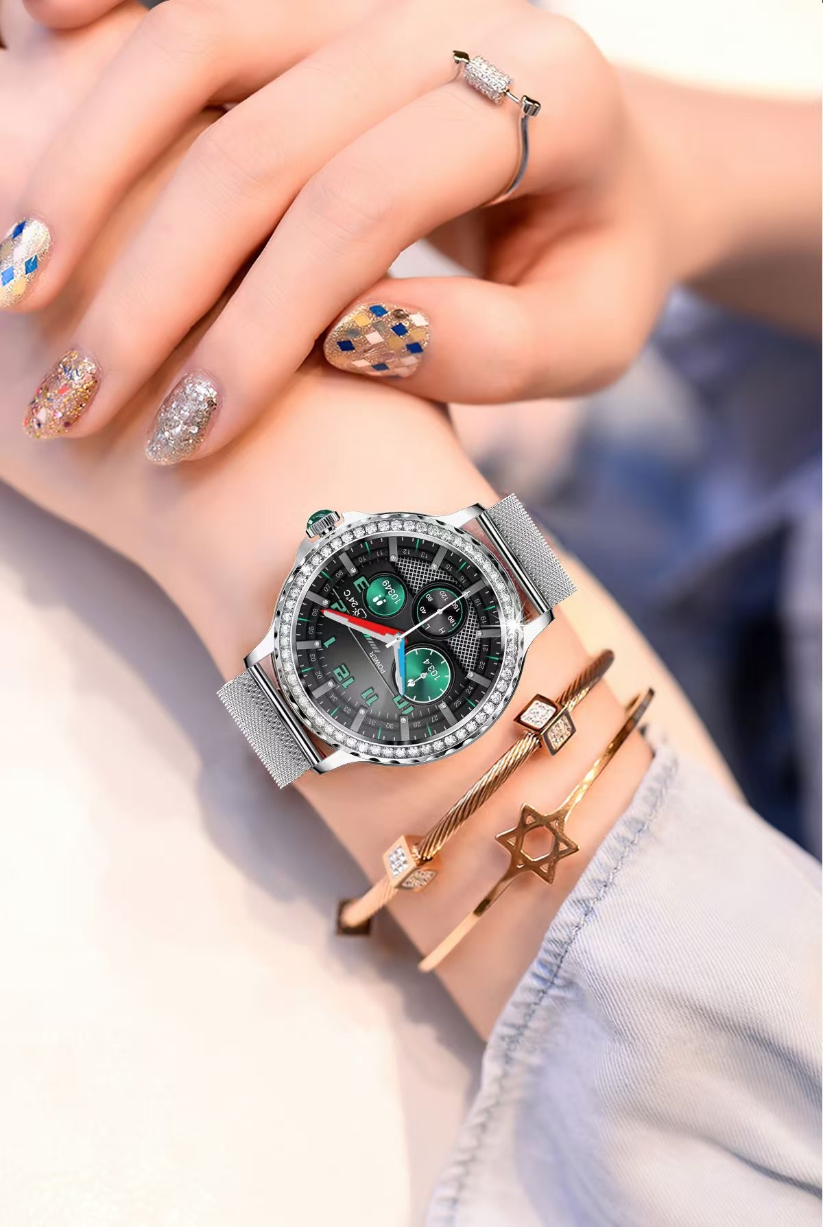 NX19 Waterproof Smart Watch Fitness Tracker 1.3 Inch Round Smartwatch For Ladies