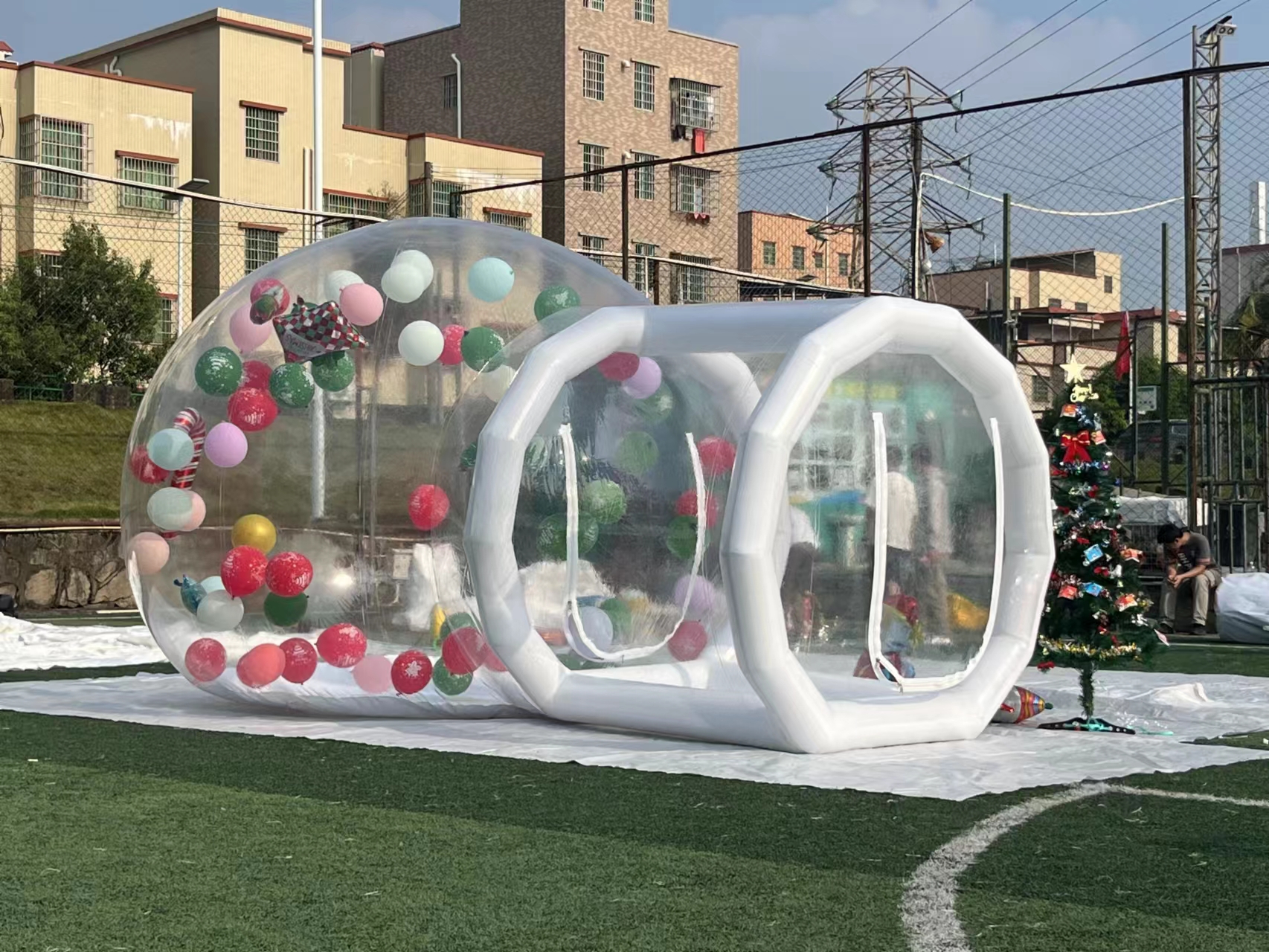 Christmas Theme Outdoor Bubble Tent Transparent Bubble Dome Tent