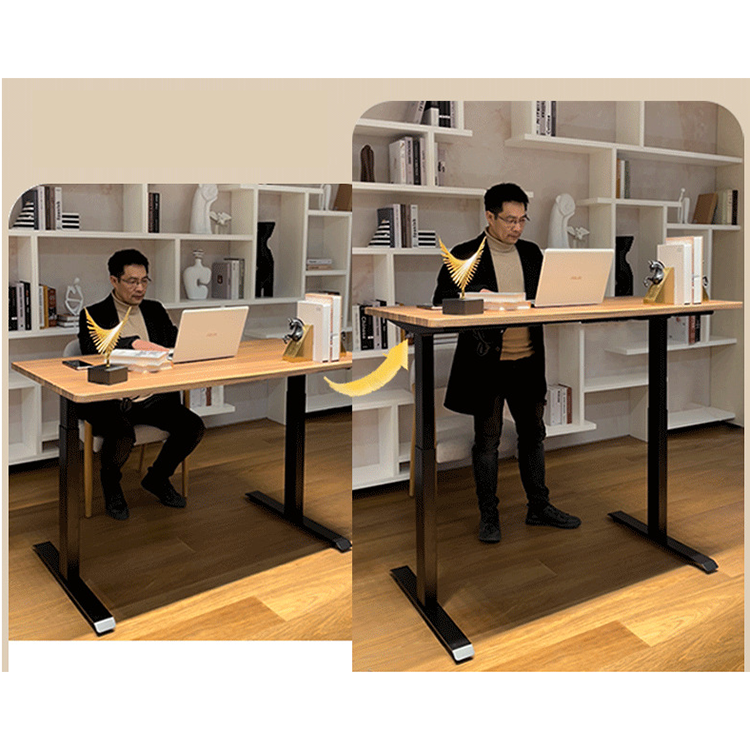 Unique Wooden Coffee Standing Table Electric Height Adjustable Desk for Luxurious Home