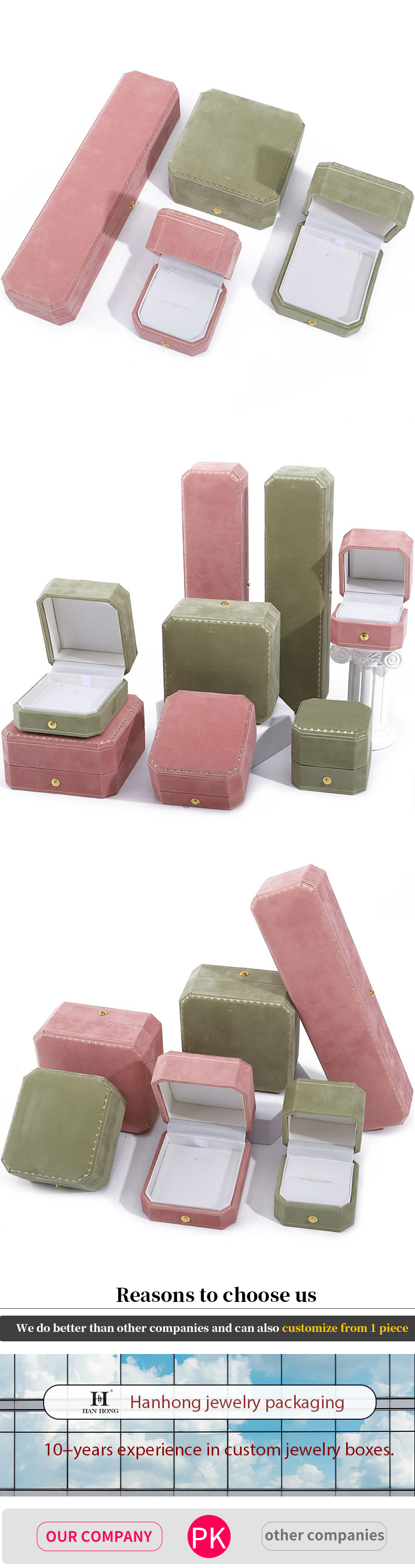 Newest Custom Luxury Octagonal Shape Jewelry Box with Gold Wire and Velvet Interior