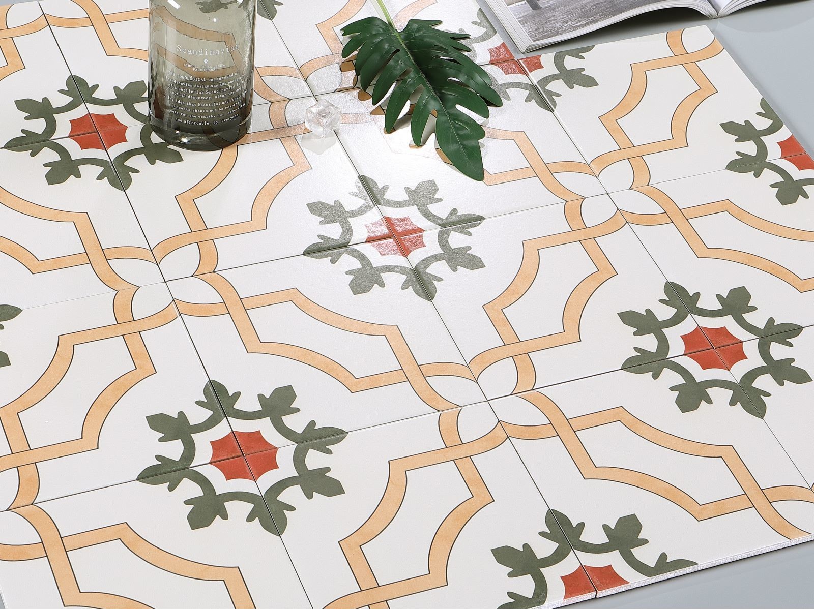 Light Yellow And Green 200x200mm Durable and firebrick Ceramic Rustic Tile For Bathroom And Living Room
