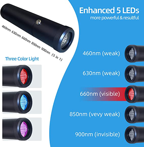460nm 900nm Handheld LED Infrared Red Light Therapy Torch For Cold Sore