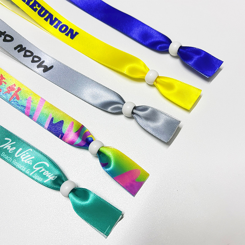 RFID Woven Cloth Wristbands Printing Fabric Bracelets With Plastic Clasp