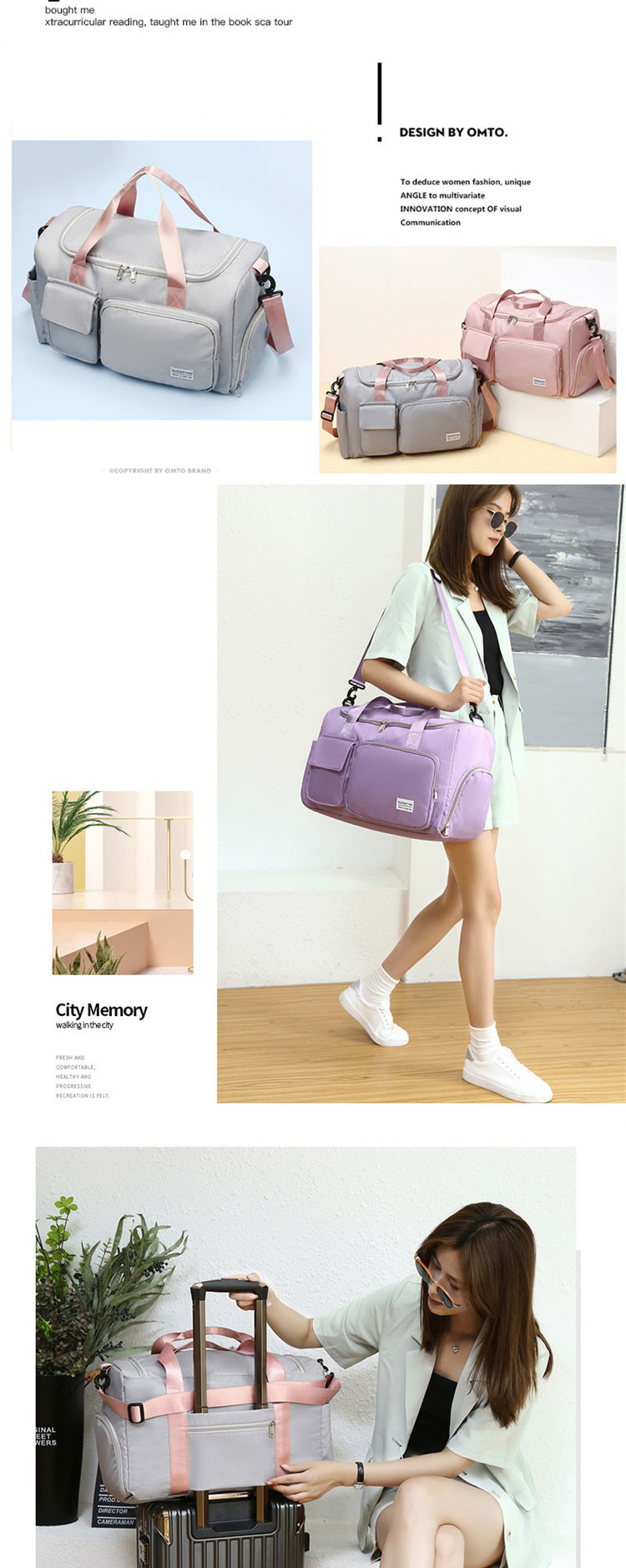 Ladies Waterproof Sports Fitness Bag Weekender Bag With Shoe Compartment