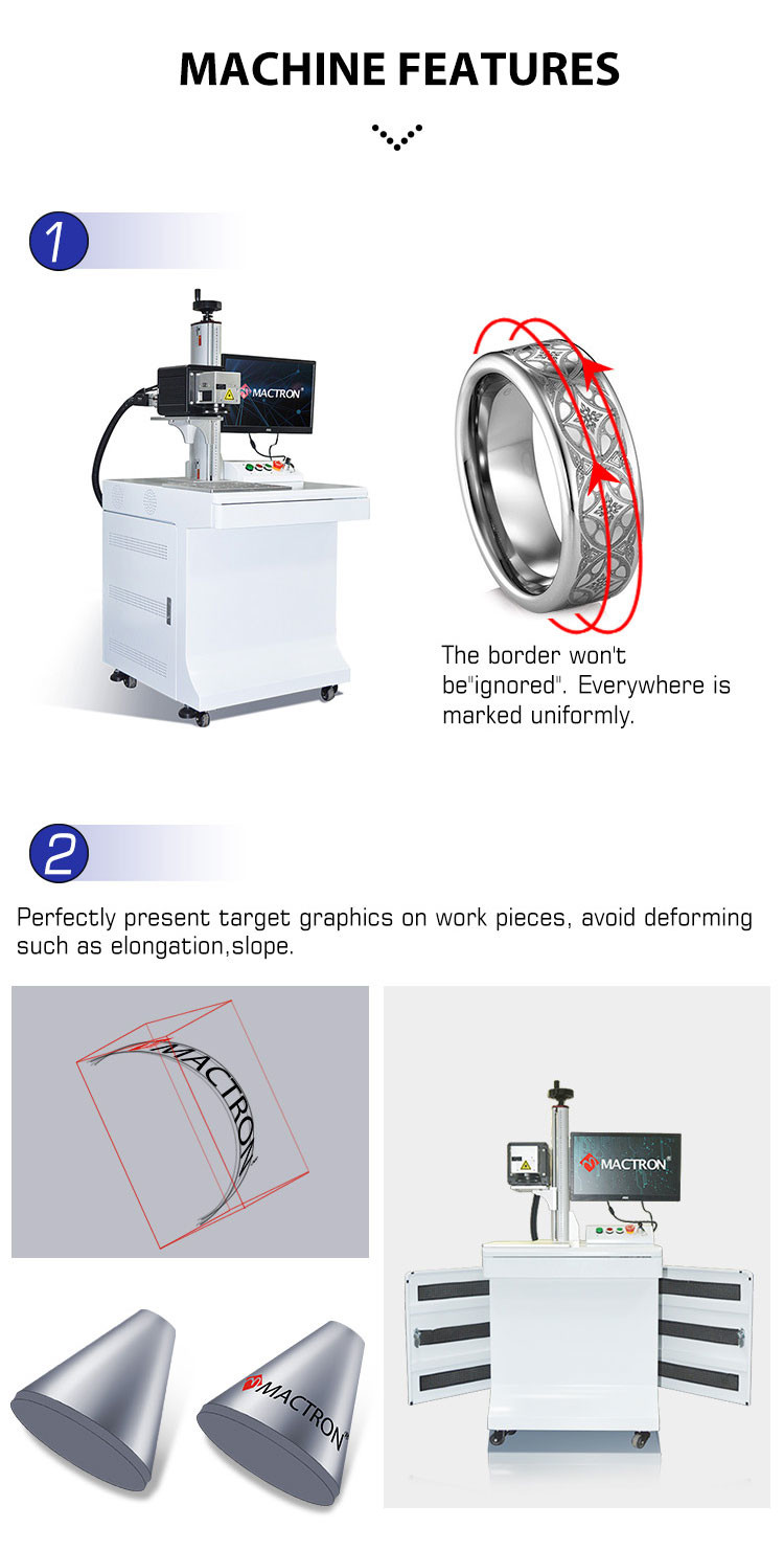 Metal Marking Fiber 3D Laser Engraving Machine 50W On Curve Metal