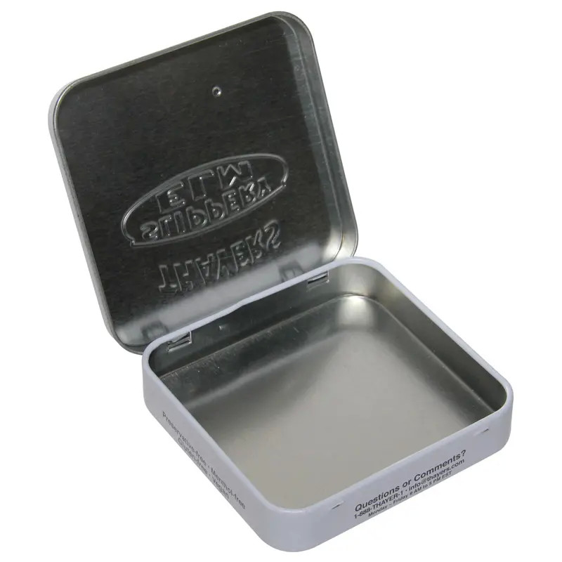 Small Tinplate Box,4C Offset Color+Vanish Mint Tin Box Embossed Tin Container