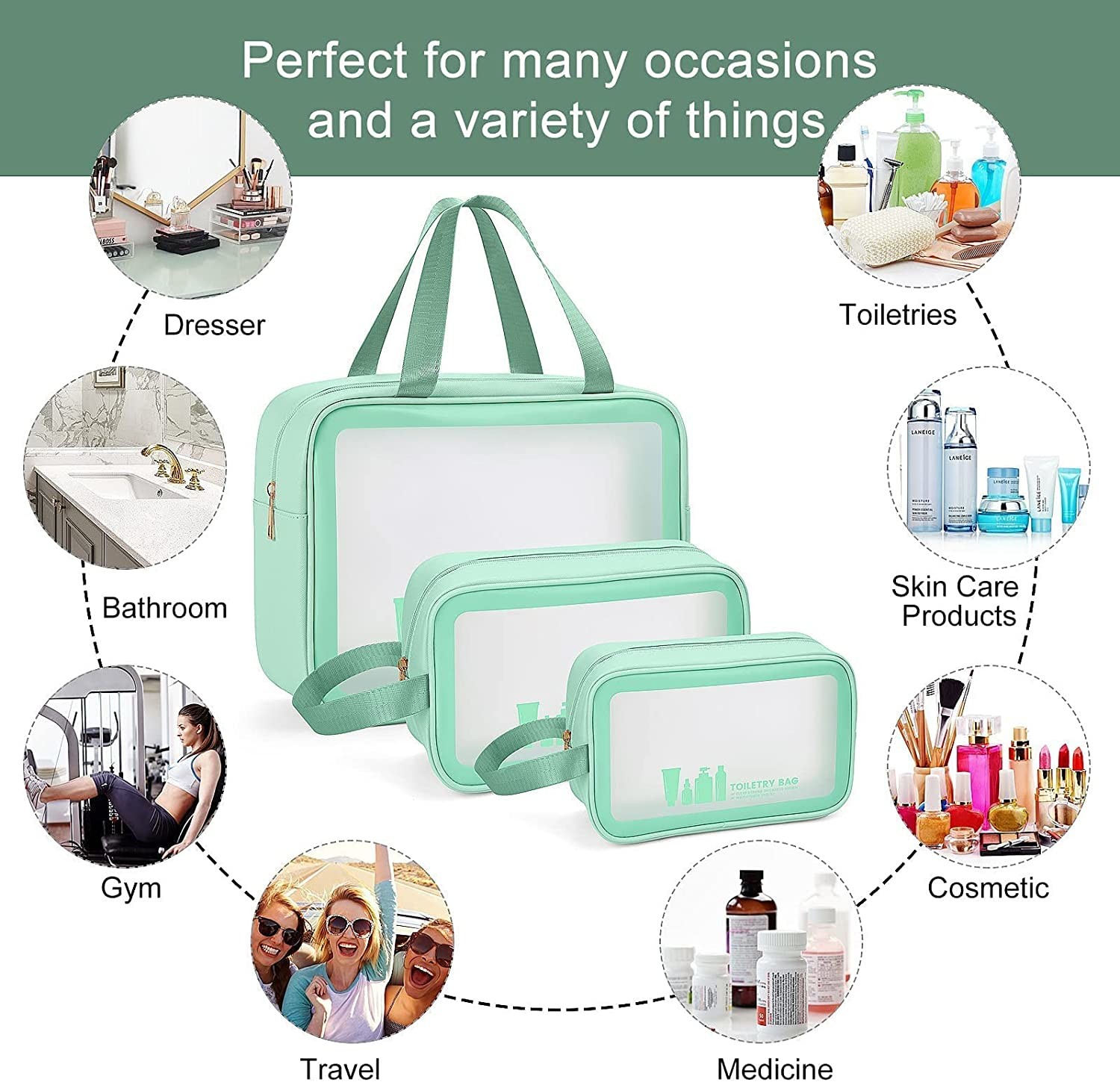 Toiletry Bag for Women Men, Waterproof Makeup Cosmetic Bag Travel Organizer for Accessories