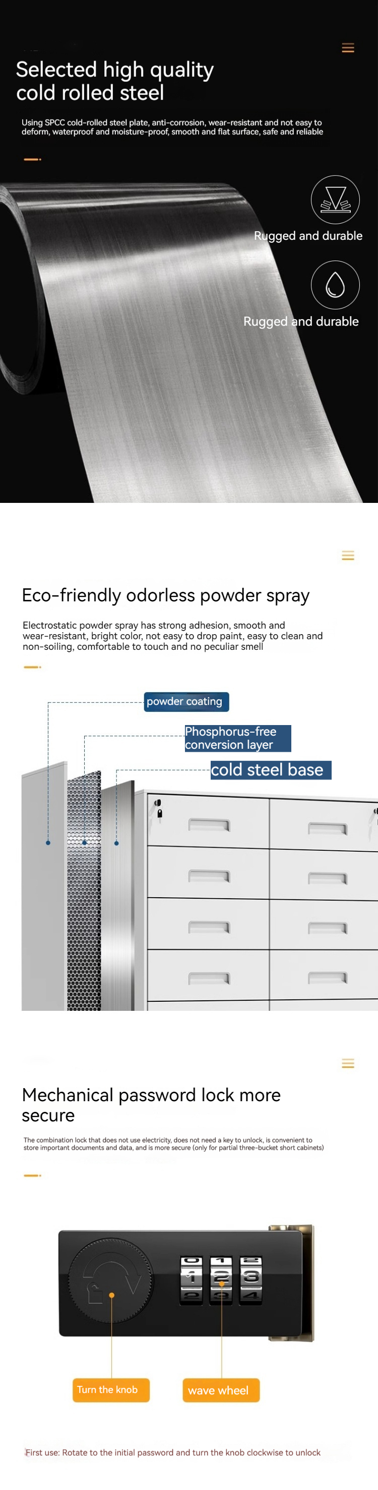 Balcony Storage Cabinet Under Desk Small Cabinet with 10 and 0.5-1.2mm Thickness